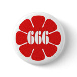 Evil but Cute Red 666 Flower Button for Halloween
