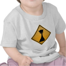 Evil Cat Warning Sign Tee Shirts