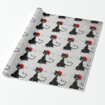 Evil Christmas Black Cat Gift Wrapping Paper