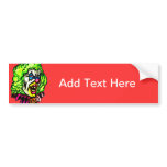 Evil Clown In Curled Wig Bumper Sticker