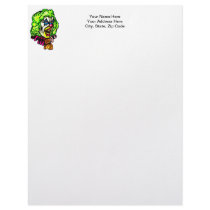 Evil Clown In Curled Wig Letterhead Design