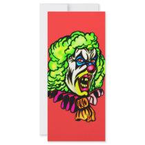 Evil Clown In Curled Wig Rack Cards