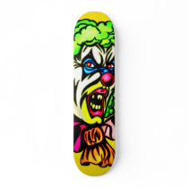 Evil Clown In Curled Wig Skate Deck