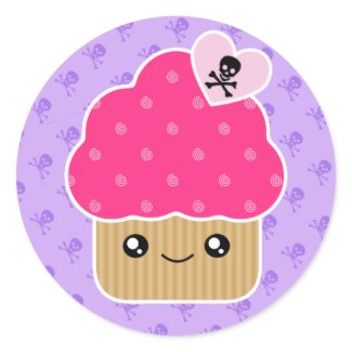 Evil Cute Kawaii Cupcake Of Death Stickers sticker