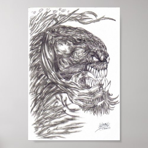 Evil Demon Creature Art Poster Print print