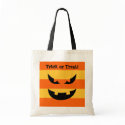 Evil face Jack o lantern orange trick or treat bag