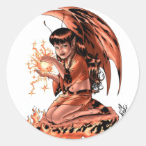 red, flames, fairy, fairies, magic, halloween, girl, elf, devil, demons, Sticker with custom graphic design