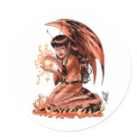 Evil Fairy doing Magic by Al Rio Round Sticker