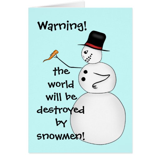 Evil funny Christmas snowman Greeting Cards