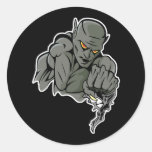 evil gargoyle monster round stickers