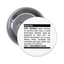 Evil Genius Ad Pinback Buttons