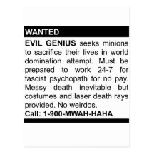 Evil Genius Ad Post Card