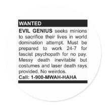 Evil Genius Ad Round Stickers