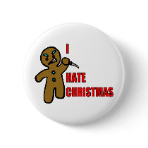 Evil Gingerbread Man Pinback Button