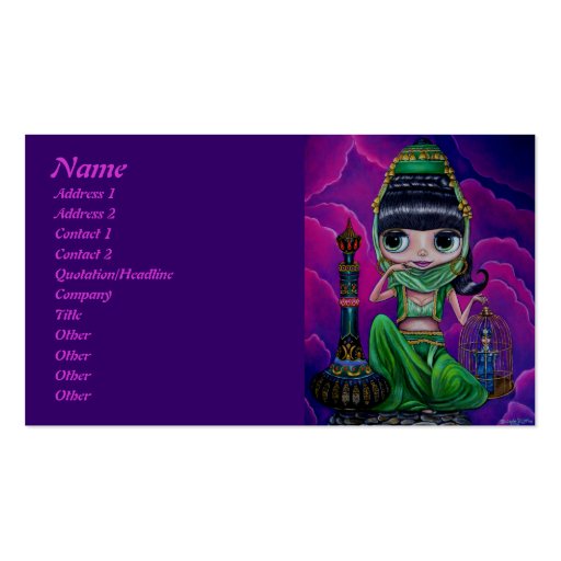 Evil Green Genie with Magic Bottle Business Card Templates
