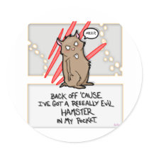 Evil Hamster! Round Sticker stickers