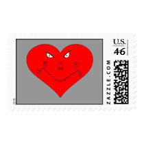 Evil Heart Face Postage Stamps