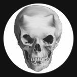 Evil Horned Demon Skull Round Sticker