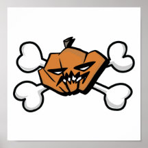 evil jack o lantern crossbones poster