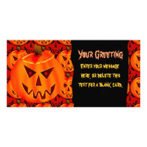 Evil Jack-O-Lantern Custom Card Photo Card Template