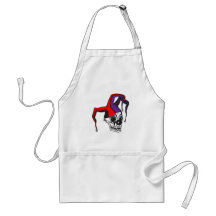 evil jester clown skull apron