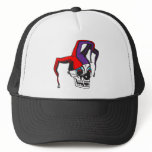evil jester clown skull trucker hat