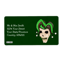 Evil Jester Skull (Green) Custom Shipping Label