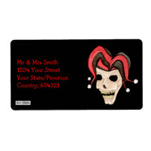Evil Jester Skull (Red) Custom Shipping Labels