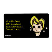 Evil Jester Skull (Yellow) Personalized Shipping Label