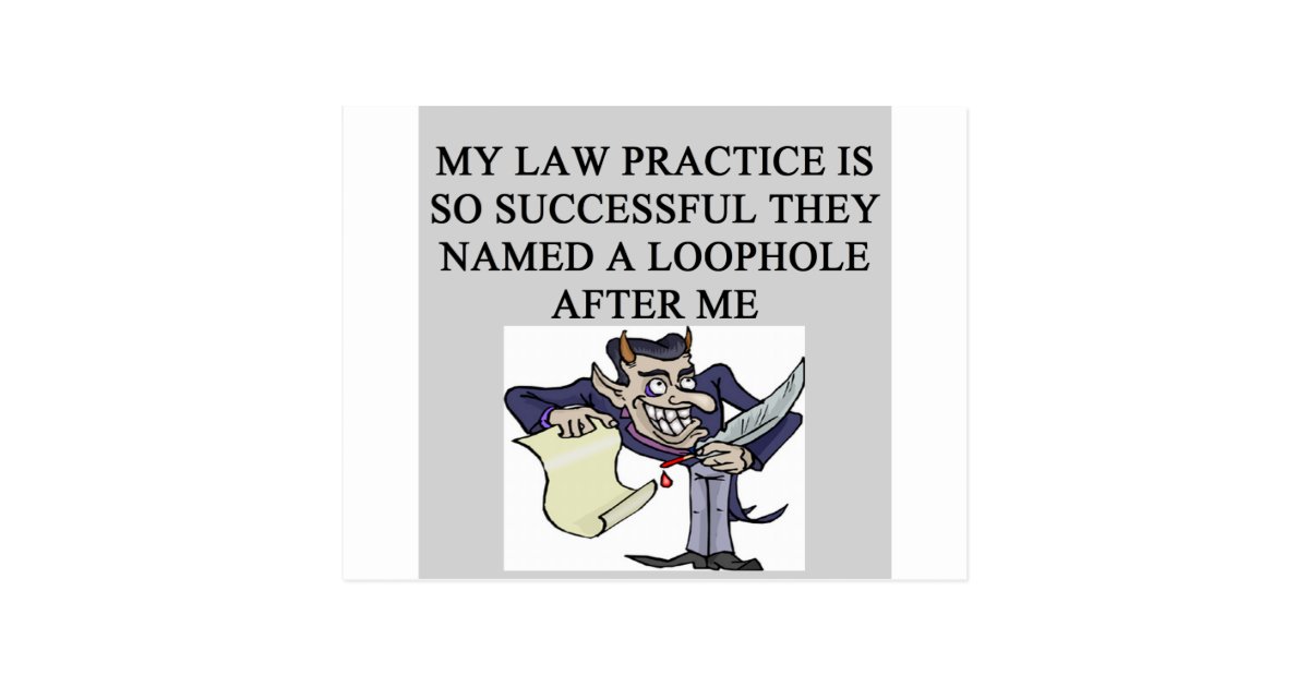 evil lawyer joke postcard Zazzle
