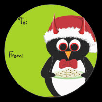 Evil Penguin Christmas Labels stickers