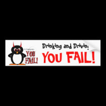 Evil Penguin Drinking & Driving bumper stickers