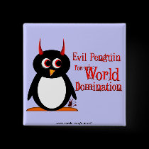 Evil Penguin for World Domination Bling buttons