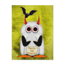 Evil Penguin Halloween Postcard