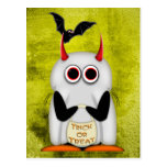 Evil Penguin Halloween Postcard