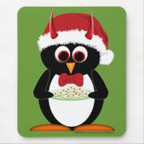 Evil Penguin Holiday Mouse Pad mousepads by audrart Evil Penguin Holiday Mouse Pad mousepads