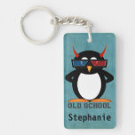 Evil Penguin Old School Personalized key chains