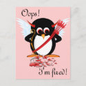 Evil Penguin OOPS Valentine postcard