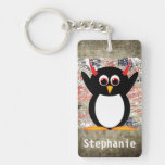 Evil Penguin Union Jack Personalized key chains