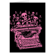 Evil Pink Typewriter Cards