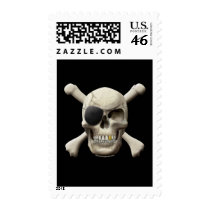 Evil Pirate Skull & Crossbones Postage Stamps