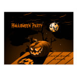 Evil Pumpkin Scary Bats Halloween Invitation Post Cards