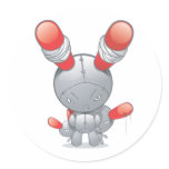 Evil red-eared Rabbit doll Round Stickers