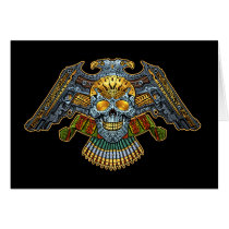 skull, skulls, skeleton, bullets, guns, handgun, eagle, gold, golden, al rio, illustration, tough, Card with custom graphic design
