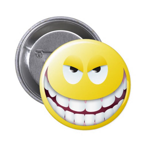 Evil Smiley Face Button Zazzle