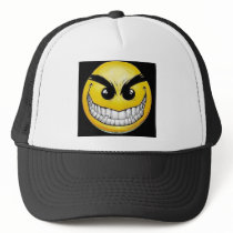 Evil smiley face mesh hat