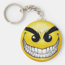 Evil smiley face key chains