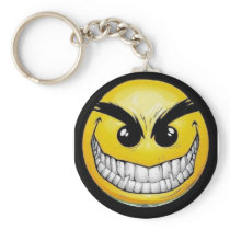 Evil smiley face keychains