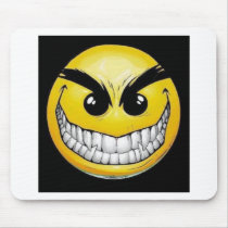 Evil smiley face mouse pad