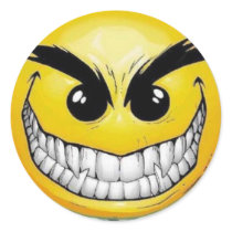 Evil Smiley Face Round Stickers